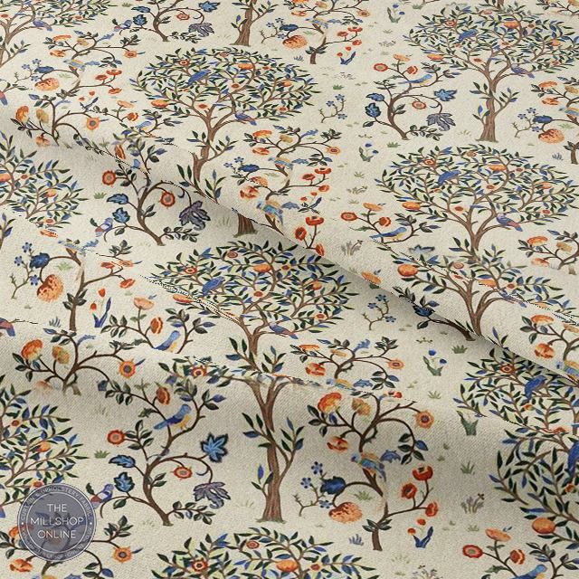 Life Tree Linen - Linen woodland printed linen curtain fabric for sale uk