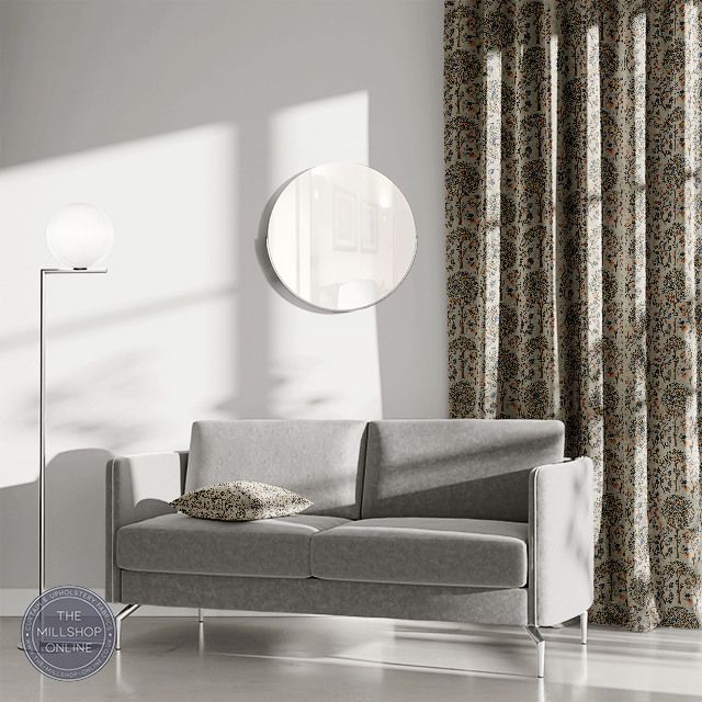 Life Tree Natural - Natural Birds and trees fabric for roman blinds uk