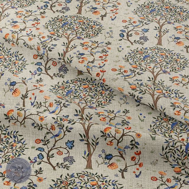 Life Tree Natural - Natural trees and flowers pattern roman blind fabric for sale