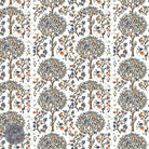 Life Tree White - Multi colours on white tree design curtain fabric for sale