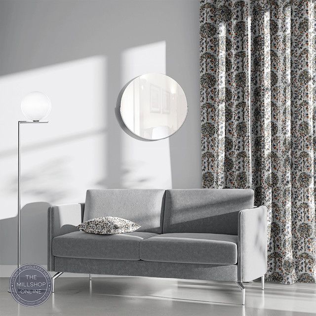Life Tree White - Nature inspired curtain fabric for sale uk