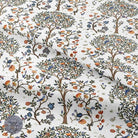 Life Tree White - White birds in trees design curtain fabric for sale uk