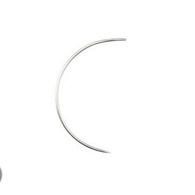 A close-up image of a Pair of 2 curved needles for sewing and crafting, with a durable stainless steel construction and a sleek, ergonomic design suitable for various needlework projects