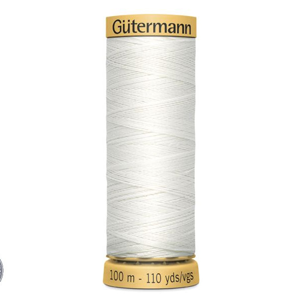 Gutermann Natural Cotton Thread 100 mts Thread 100 mts - White - White 100% polyester sewing thread
