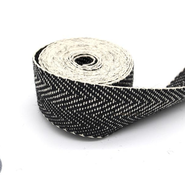 Herringbone Webbing Black White - Black and white herringbone upholstery webbing