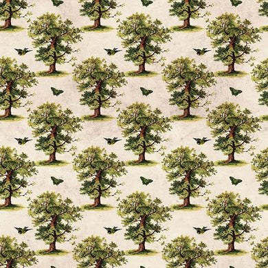 Vintage Oak Cotton Curtain Fabric - Green 
