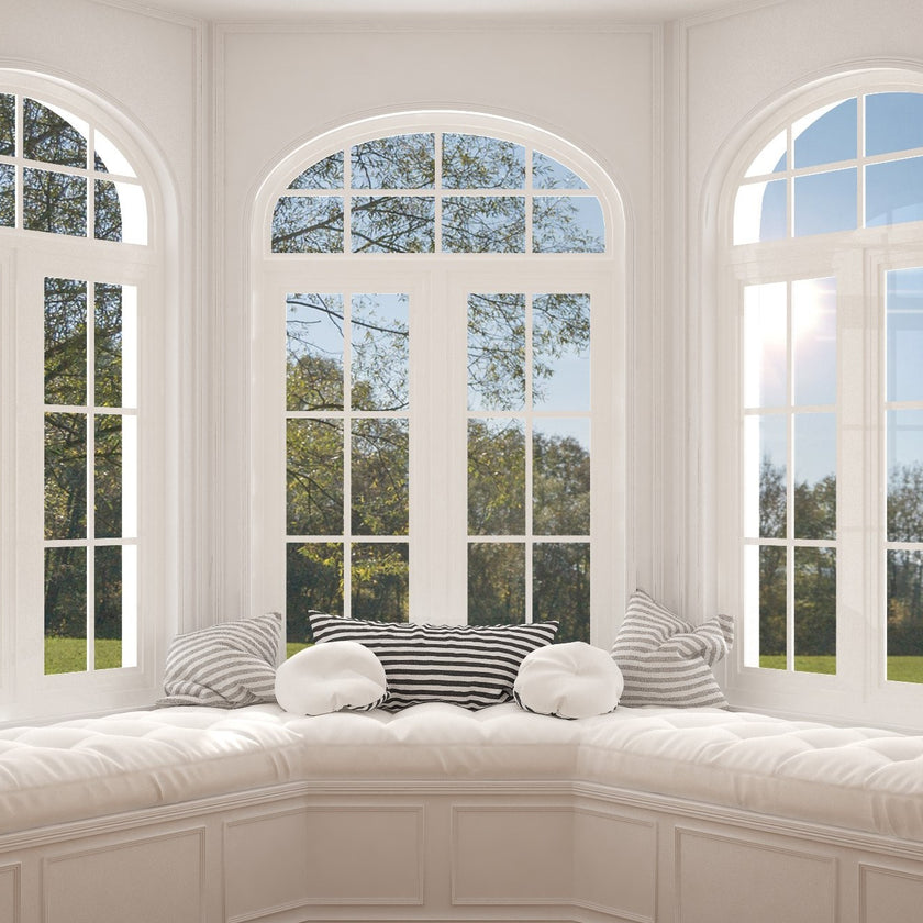 How do I measure a bay window for curtains?