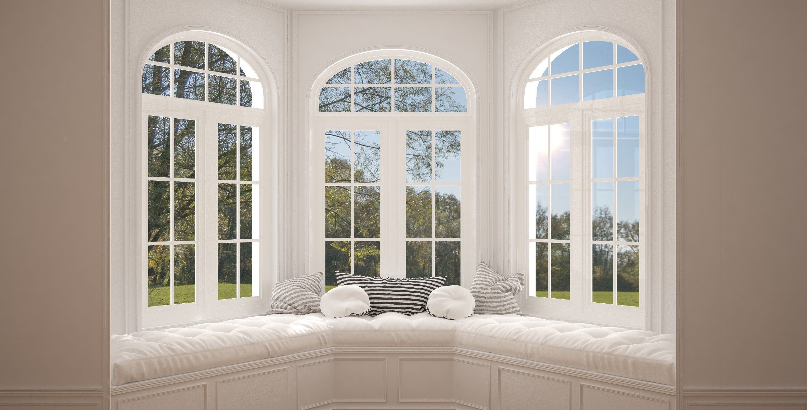 How do I measure a bay window for curtains?