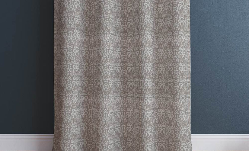 Soft beige linen-blend fabric swatch draped for curtain and upholstery inspiration