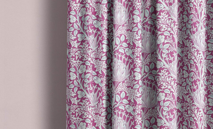 Shop cerise pink made to measure curtains and blinds. Bespoke sizes, bold statement colours, and premium fabrics. Free samples available.