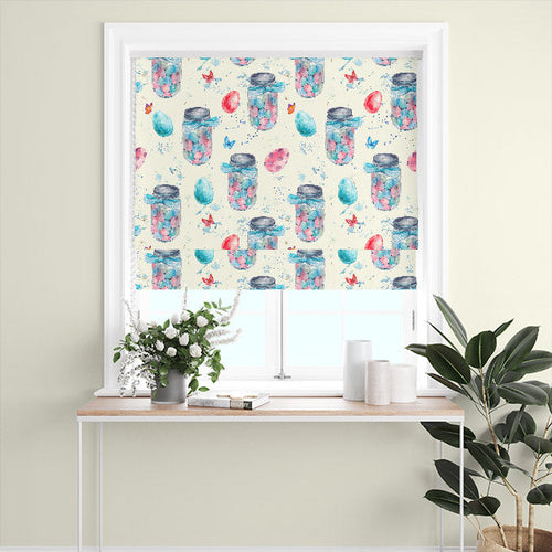 Easter fabric with colourful egg and springtime motifs – seasonal fabric for curtains, blinds, and crafts