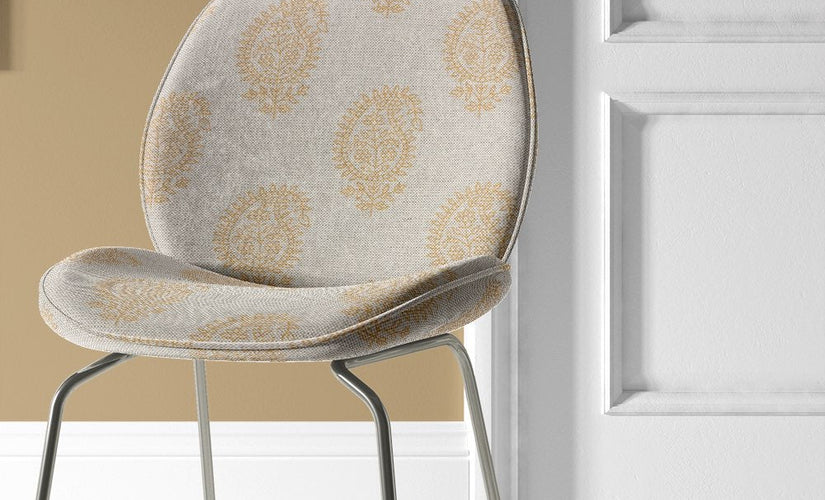 Yellow upholstery fabrics in mustard, ochre and pale tones for chairs and sofas.