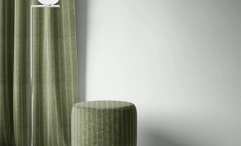 Assorted linen curtain fabrics in various shades and textures