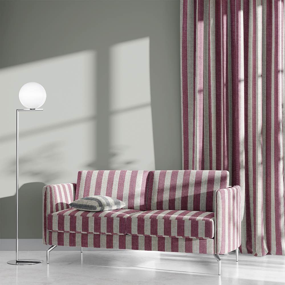 Purple upholstery fabrics in plum, lavender and mauve tones for chairs and sofas.