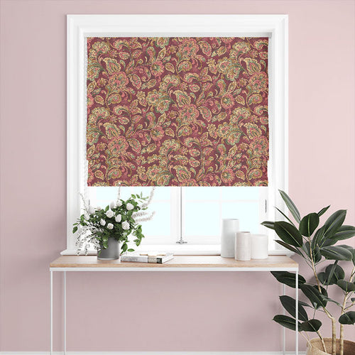 Geometric Roman blind fabric featuring modern lines and bold shapes displayed in a minimalist room