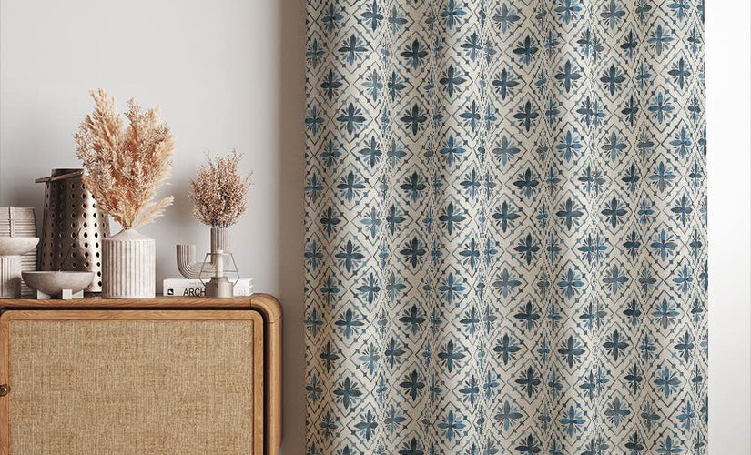 A selection of newly added curtain fabrics featuring various styles and colours.