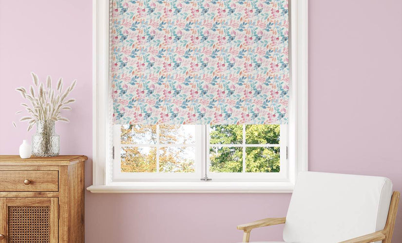 Floral blind fabrics in soft botanical prints, perfect for Roman and relaxed blinds.