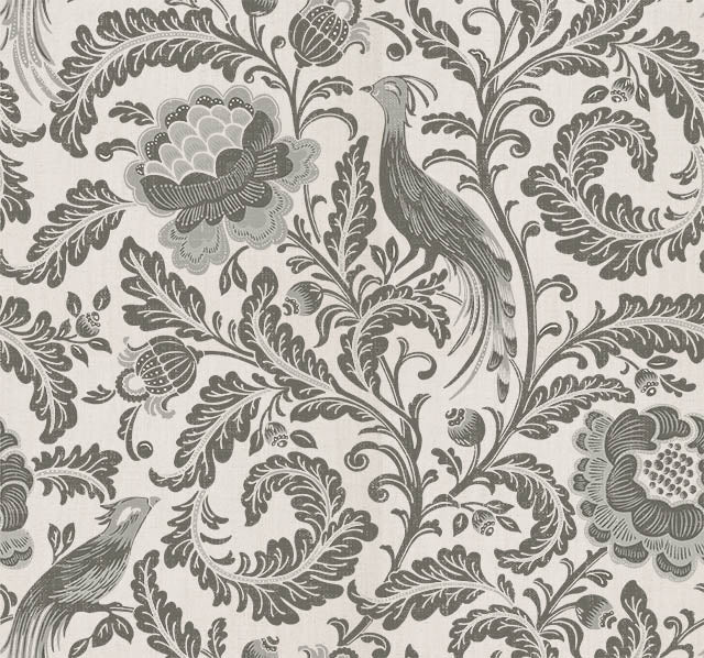 Acanthus Linen Fabric Sample - Grey