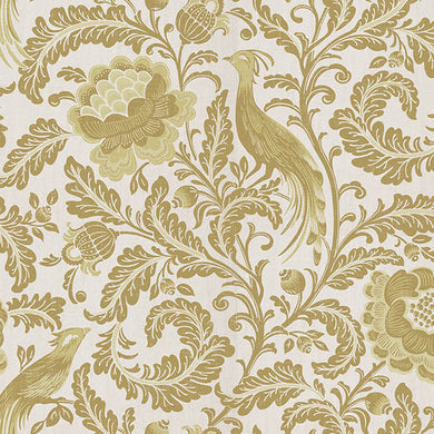Acanthus Linen Curtain Fabric - Straw