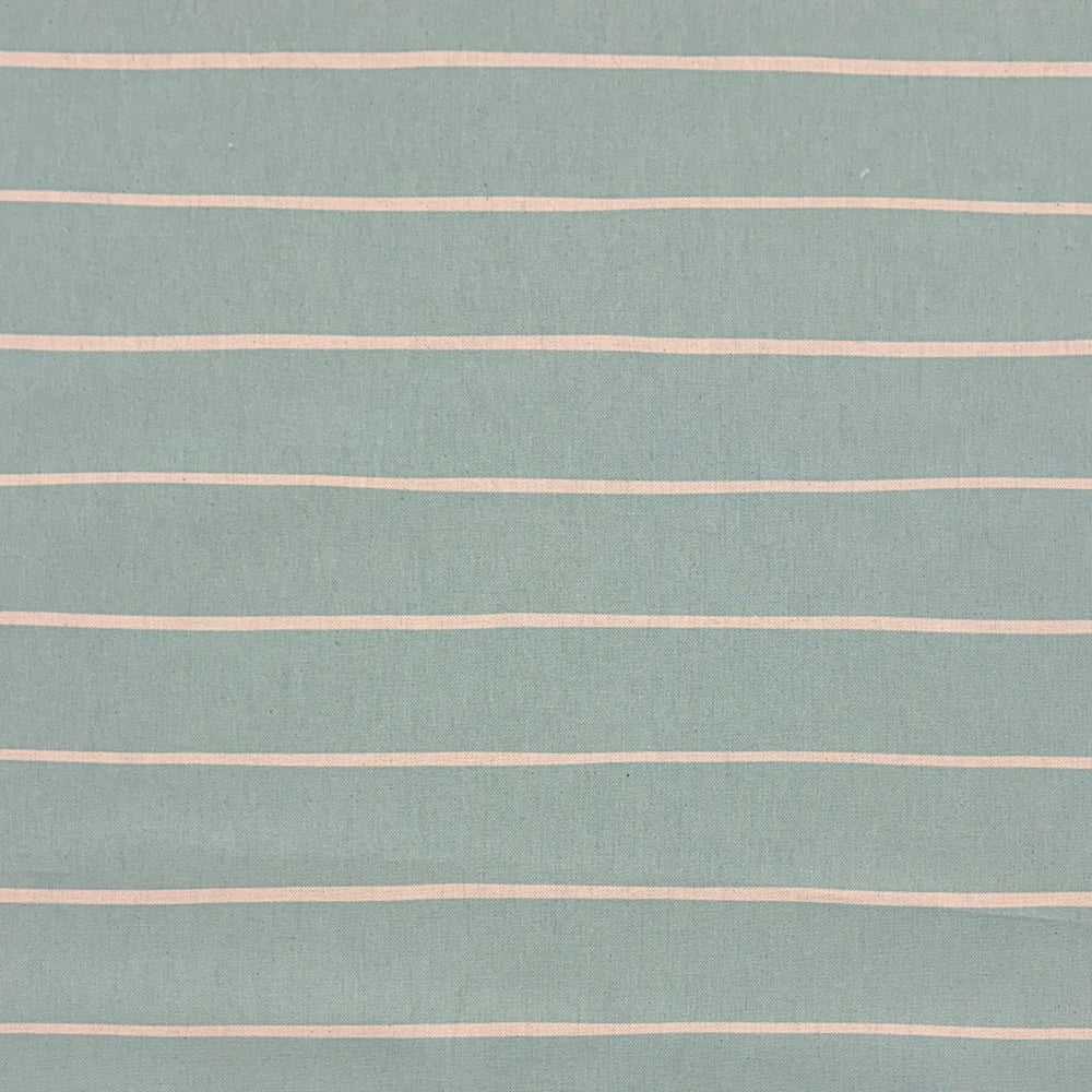 Duck egg striped curtain fabric featuring soft blue-green tones and a timeless stripe design.