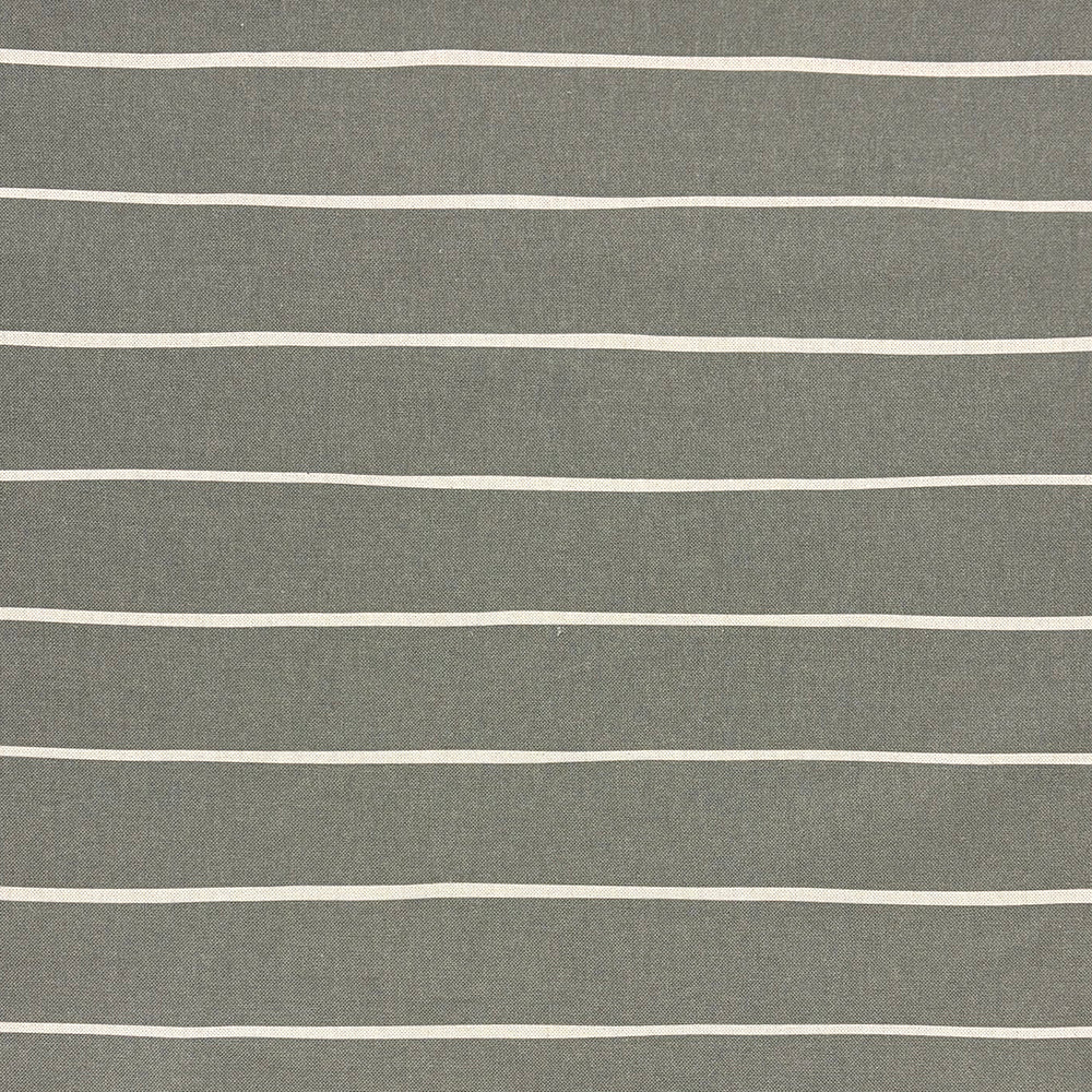 Fennel green striped curtain fabric with a soft natural tone and refined stripes.