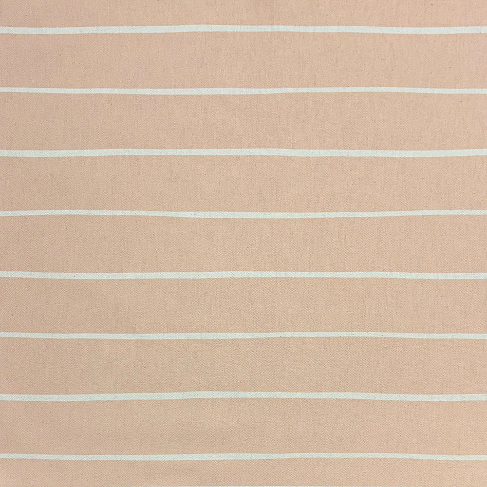 Natural striped curtain fabric with neutral tones and a classic stripe pattern.