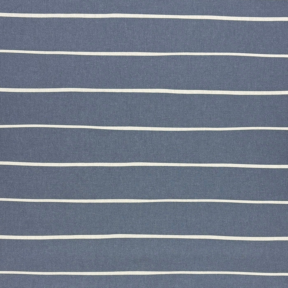 Navy striped curtain fabric featuring deep blue tones and refined white stripes.