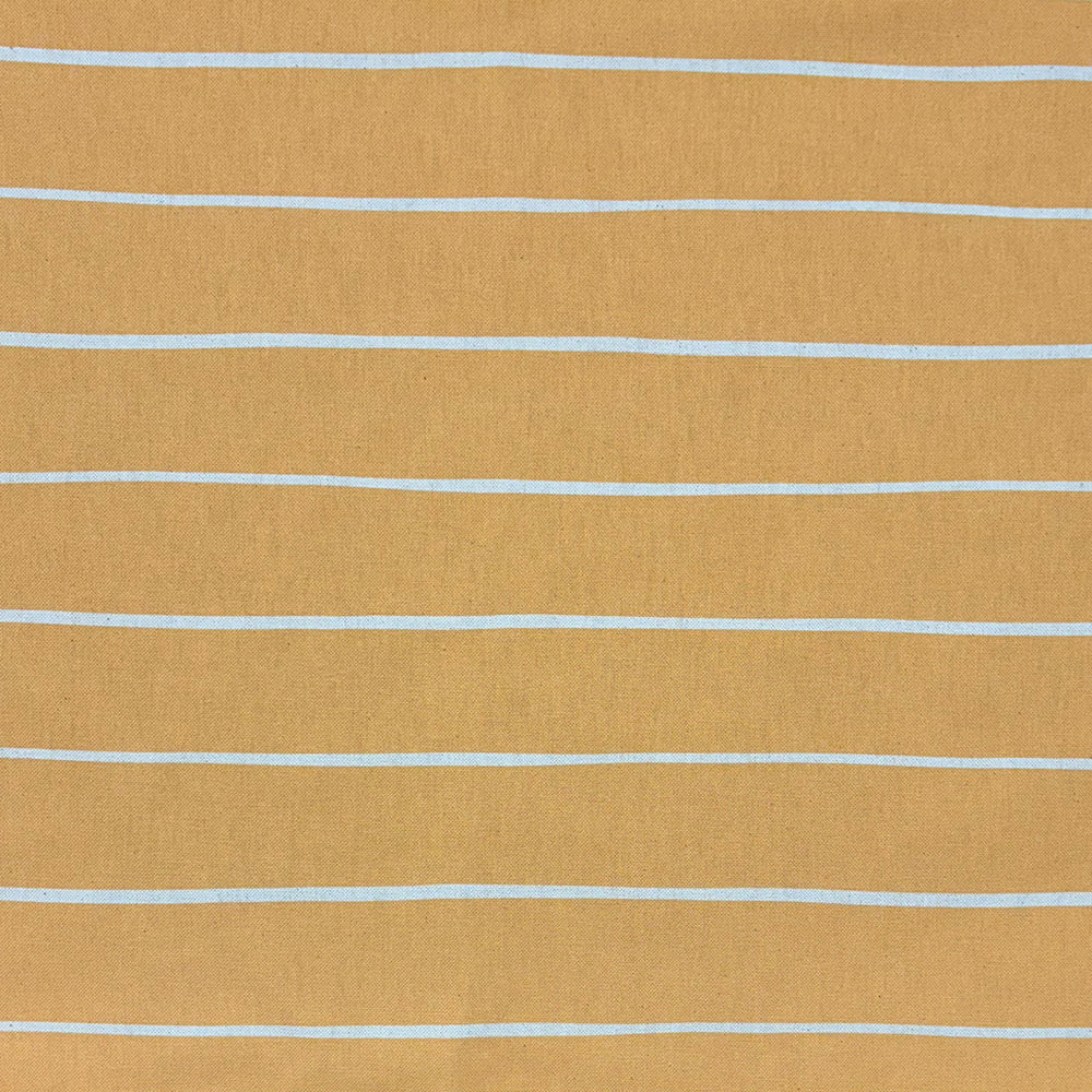 Ochre striped curtain fabric with warm golden hues and a timeless stripe design.