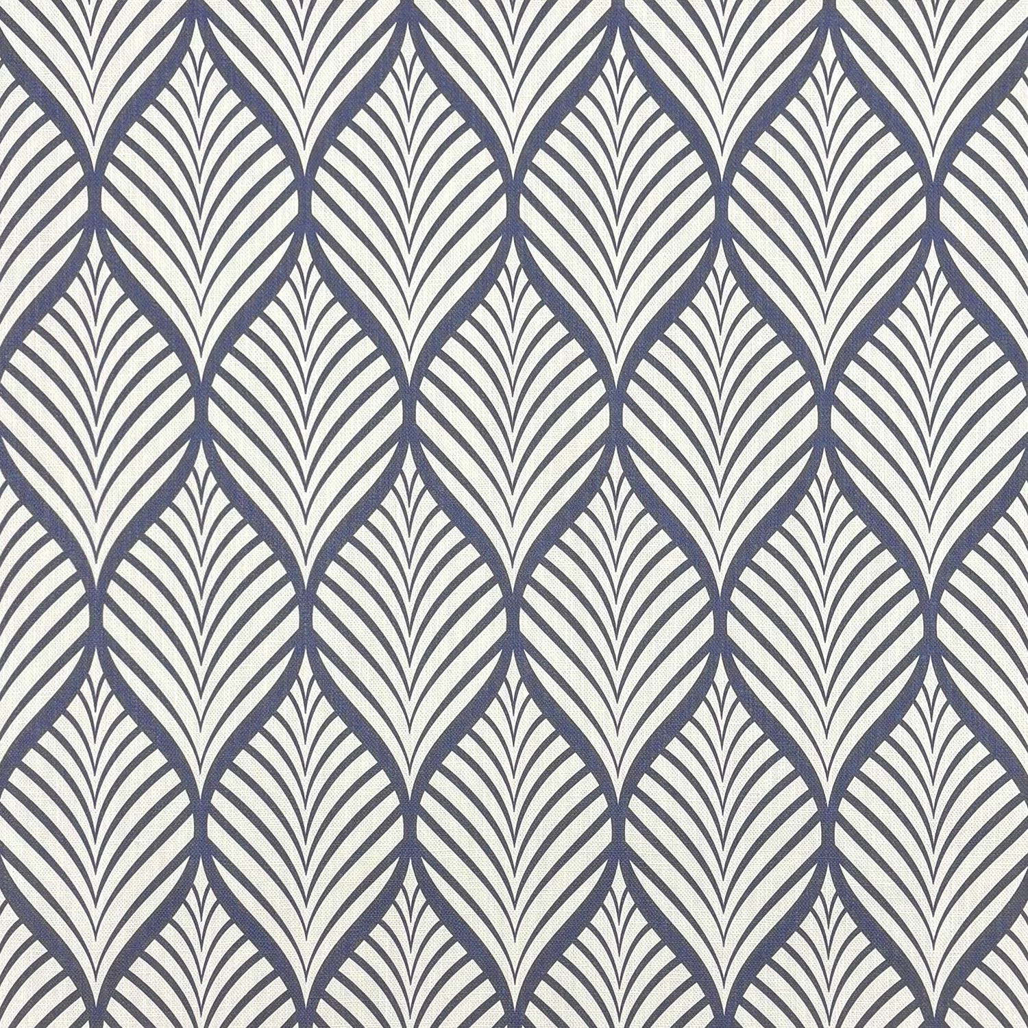 Adwick Velvet Fabric in Navy White – printed leaf velvet upholstery fabric