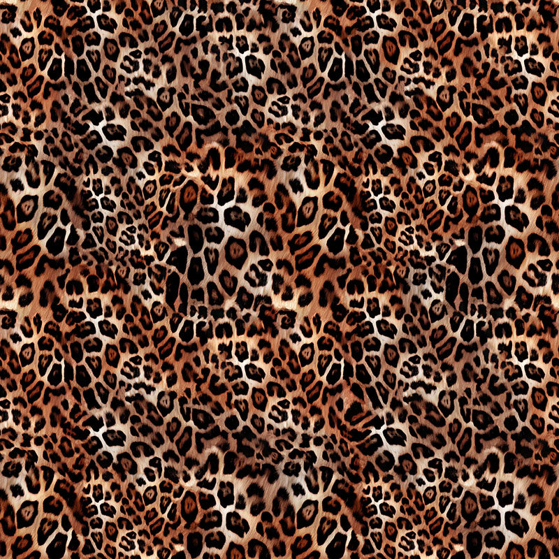 African leopard print fabric flat image with spotted animal print design