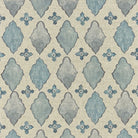 Agadir Aegean blue geometric upholstery fabric flat image, Mediterranean patterned fabric by the metre for chairs and curtains