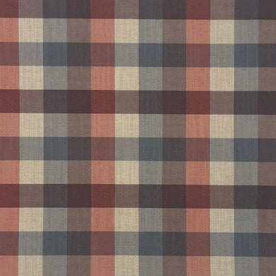 Close-up of Alder Plaid Upholstery Fabric in Airforce Blue with woven check pattern