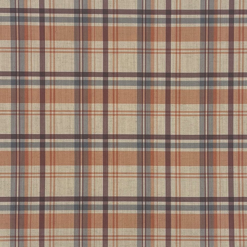 Flat image of Alder Plaid Upholstery Fabric in Orange with bold plaid pattern