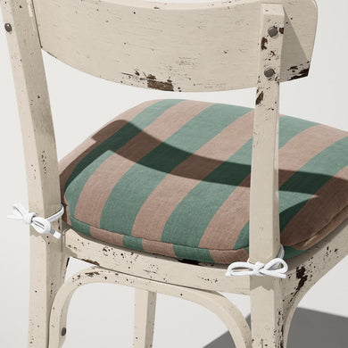 Altena Duck Egg upholstery fabric shown on cushion – soft blue stripe on natural linen texture