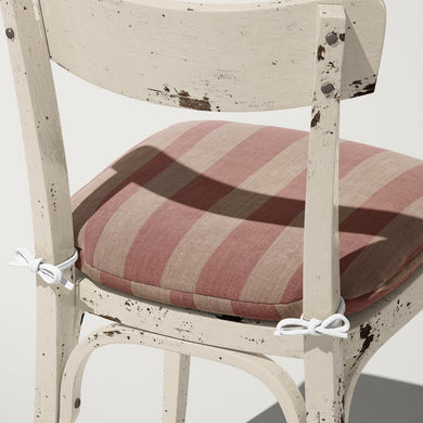 Cushion in Altena Mauve upholstery fabric – soft mauve stripes on warm beige basecloth