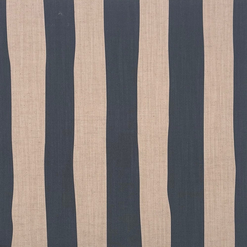 Navy blue striped upholstery fabric – Altena linen-look design with bold vertical stripes