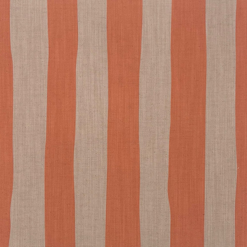 Peach striped upholstery fabric – Altena linen-blend with soft coral and beige vertical stripes