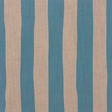 Sky blue striped upholstery fabric – relaxed vertical stripe on linen-blend base from Altena