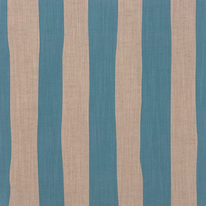 Sky blue striped upholstery fabric – relaxed vertical stripe on linen-blend base from Altena