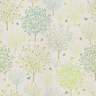 Close-up of Arboretum Linen Curtain Fabric in lush green color with natural texture and subtle sheen