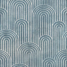 Archway azure velvet upholstery fabric with curved striped design