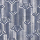 Archway blue velvet upholstery fabric featuring graphic arch pattern