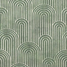 Archway bottle green velvet upholstery fabric with Art Deco stripe arches