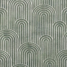 Archway forest green velvet upholstery fabric with Deco-style arches