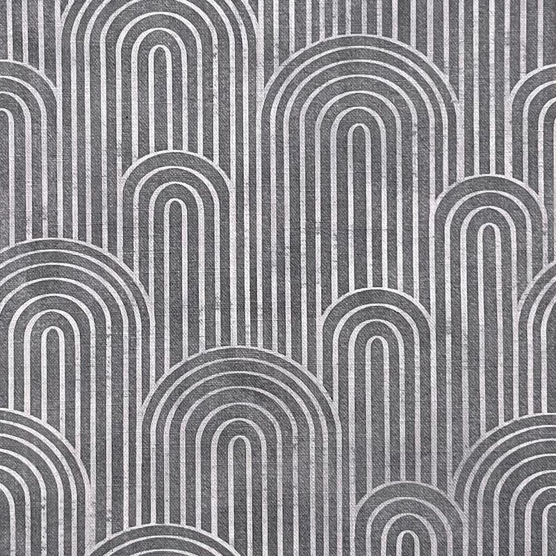Archway grey velvet upholstery fabric with bold striped motif