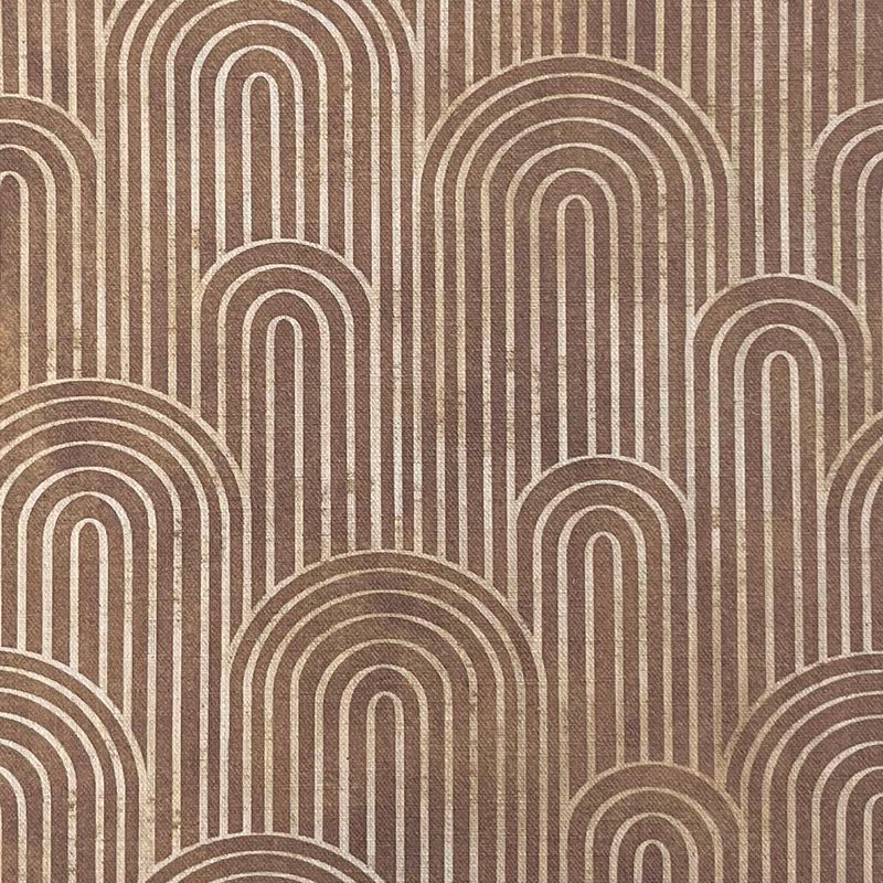 Archway henna red velvet upholstery fabric with repeating arch print