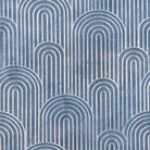 Archway ink navy velvet upholstery fabric in modern Deco pattern