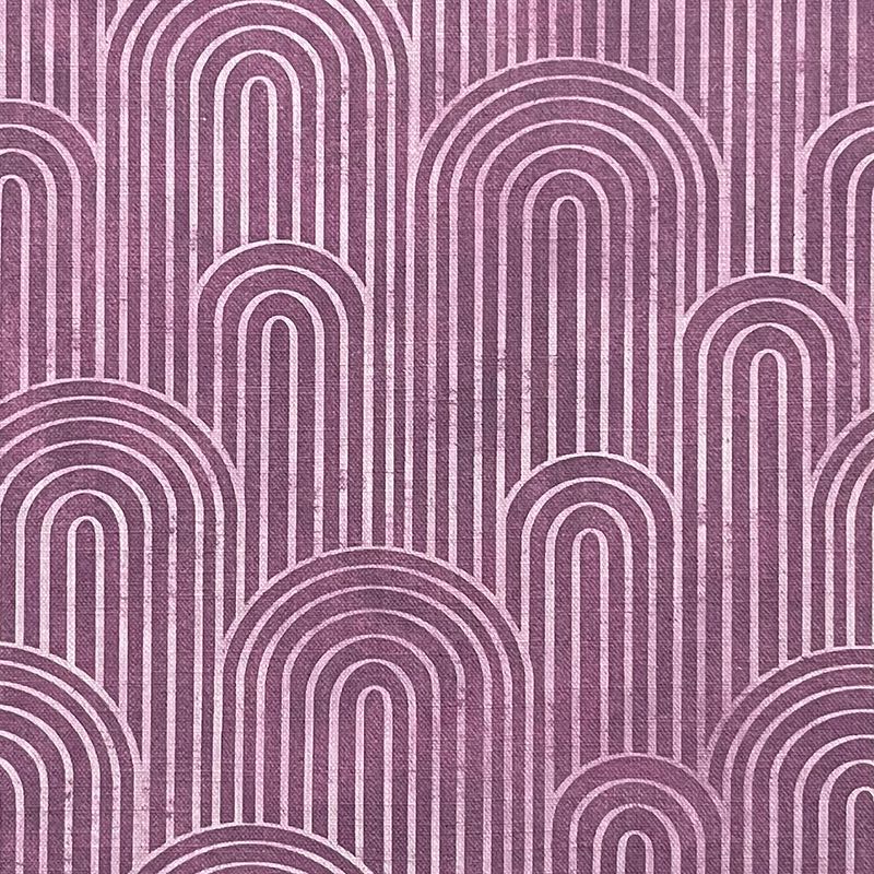 Archway mauve pink velvet upholstery fabric with retro arch design