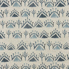 Azrou Aegean blue geometric upholstery fabric flat image, Mediterranean patterned fabric by the metre for chairs and curtains