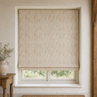 Barley Field natural linen Roman blind with a delicate meadow grass print in a country interior